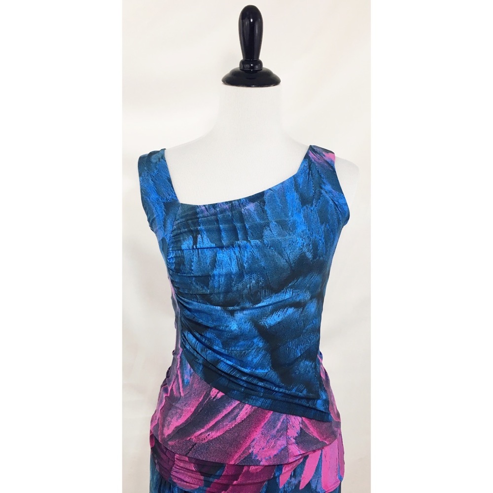 Roberto Cavalli outfit dress skirt feathers ruched - Picture 3 of 6